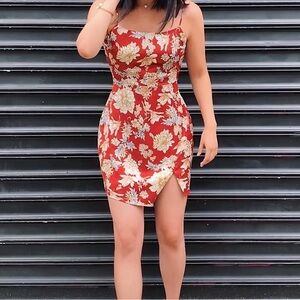 Floral Red and Cream Dress
